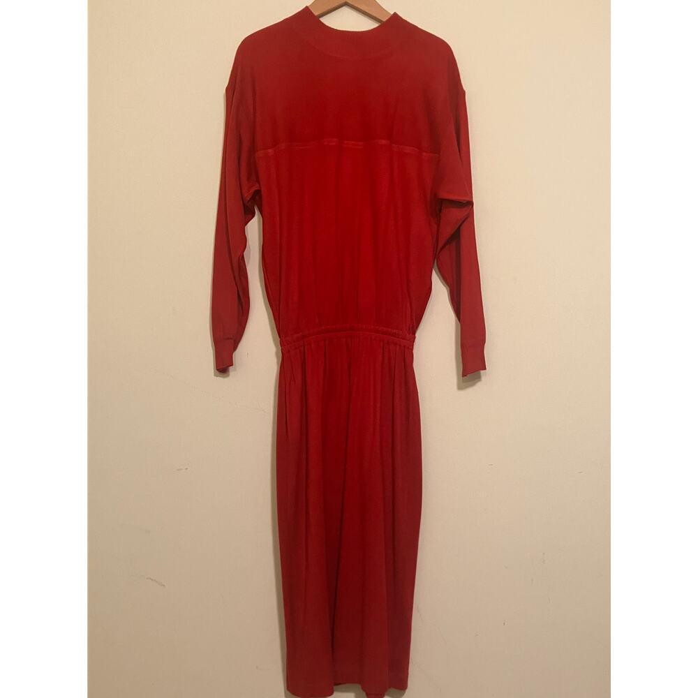 Vintage 80s Vibrant Red Knit Dress - Picture 10 of 10